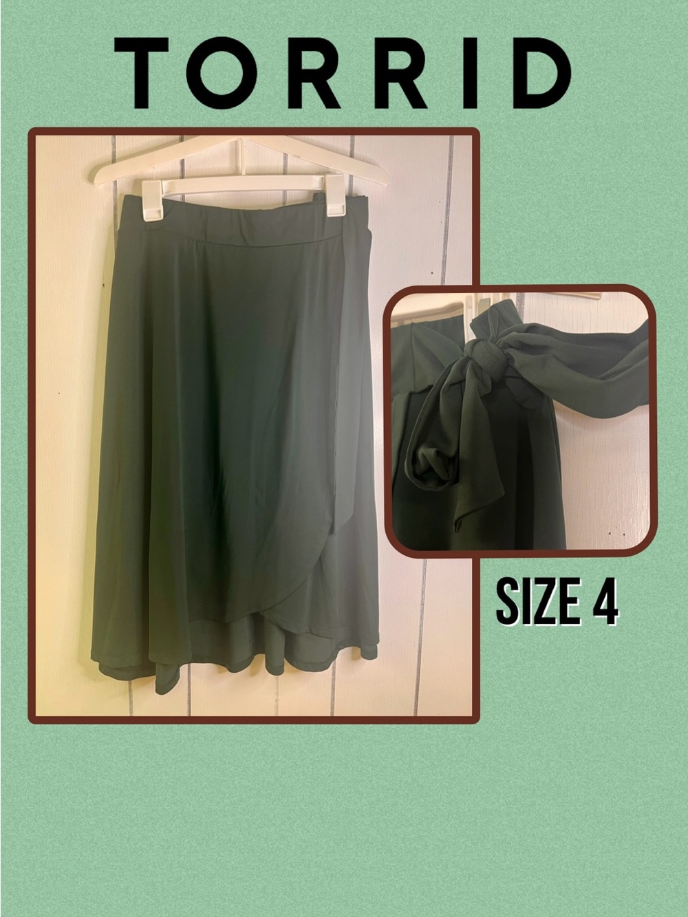 Torrid Dark Green High-Low Chiffon Wrap Skirt SIZE 4